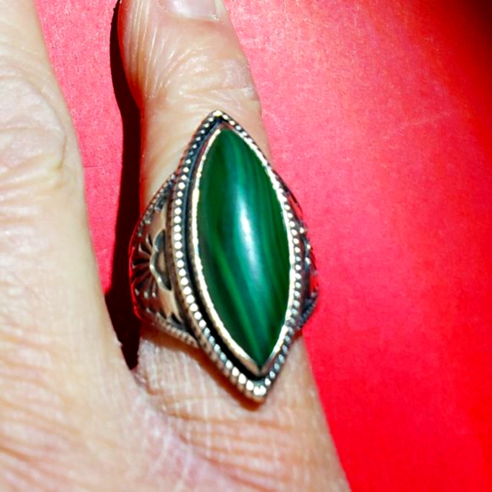 Vintage 925 Malachite Ring